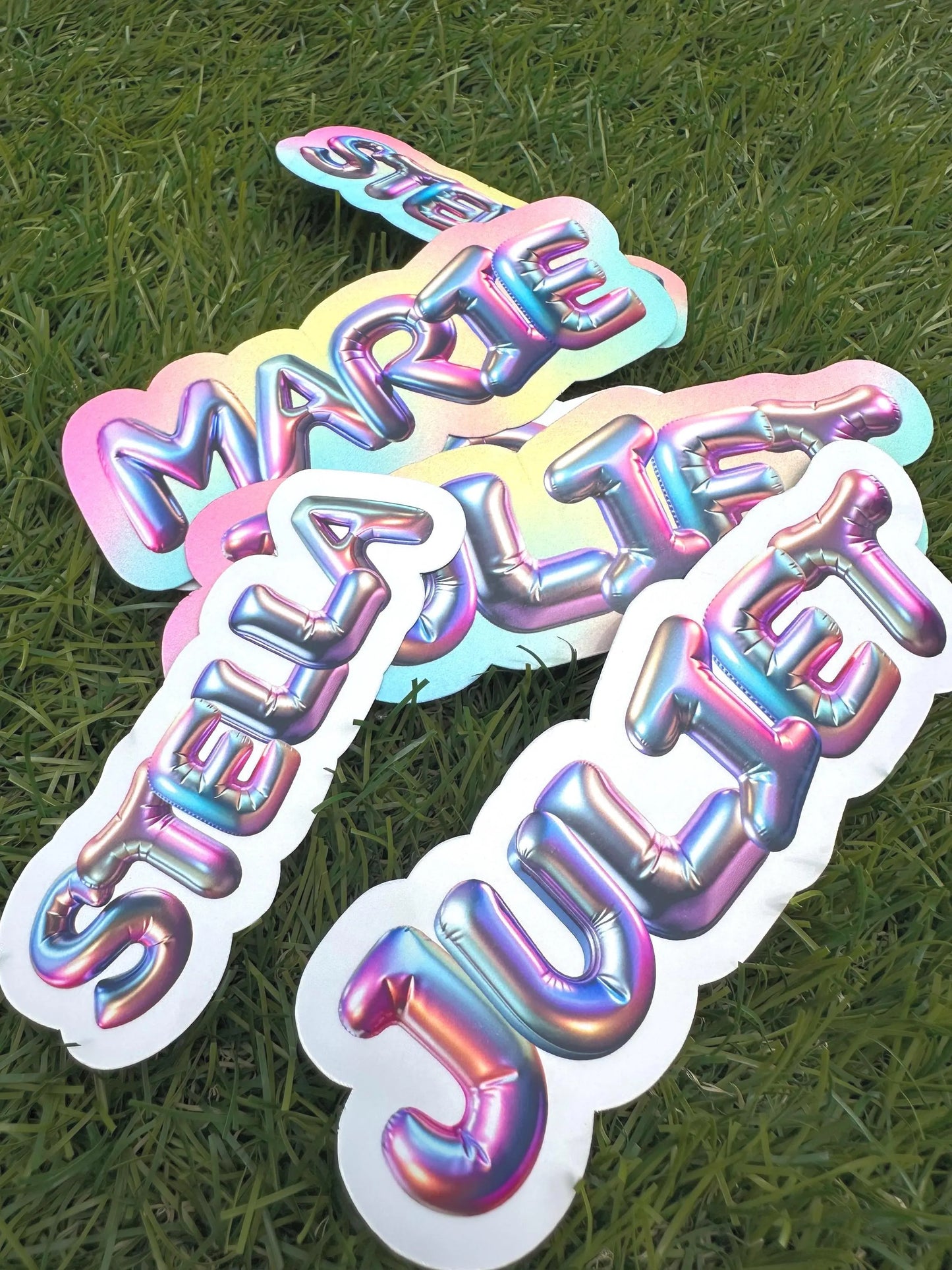 Custom Foil Balloon Font Name Sticker | Personalized Vinyl Decal for Parties & Celebrations