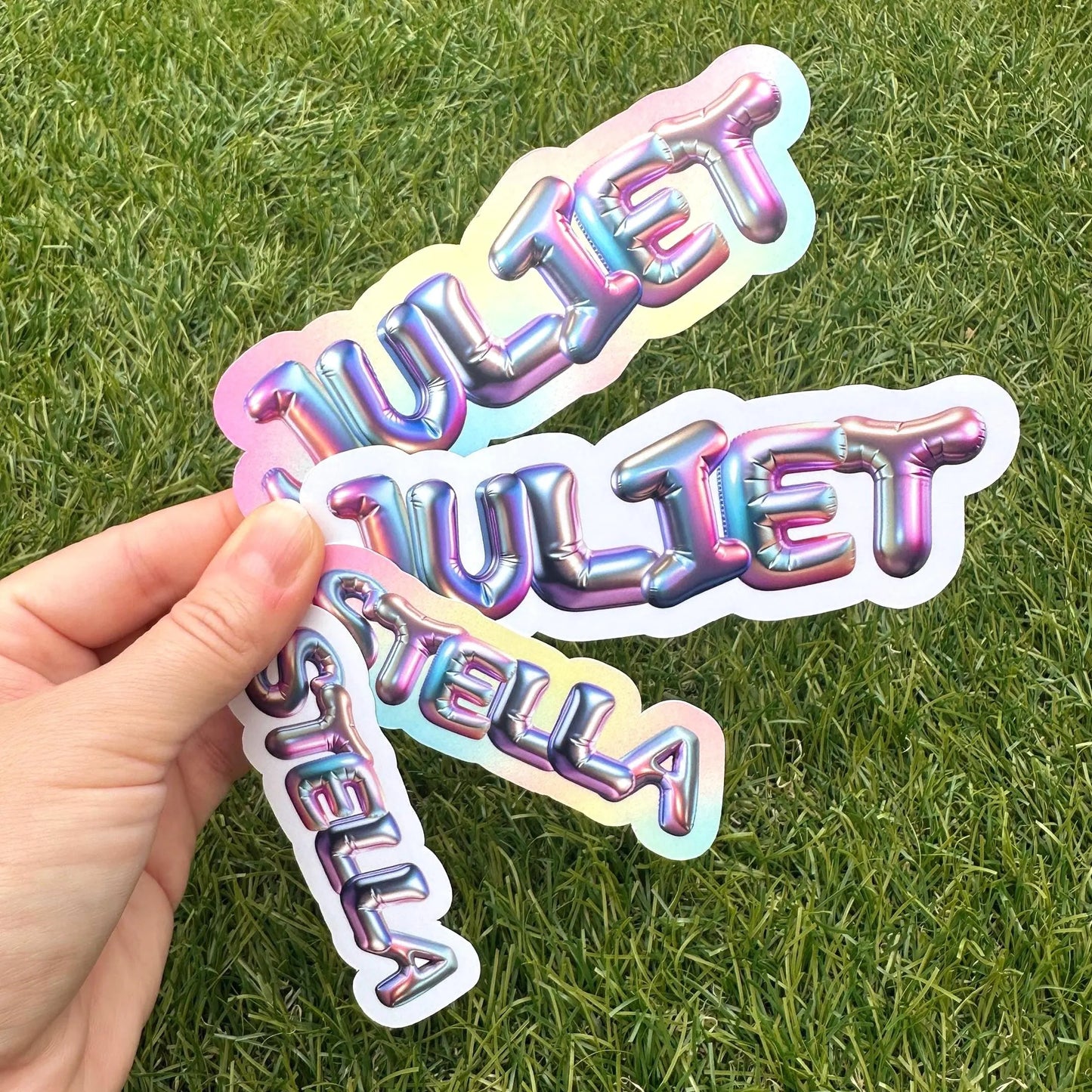 Custom Foil Balloon Font Name Sticker | Personalized Vinyl Decal for Parties & Celebrations