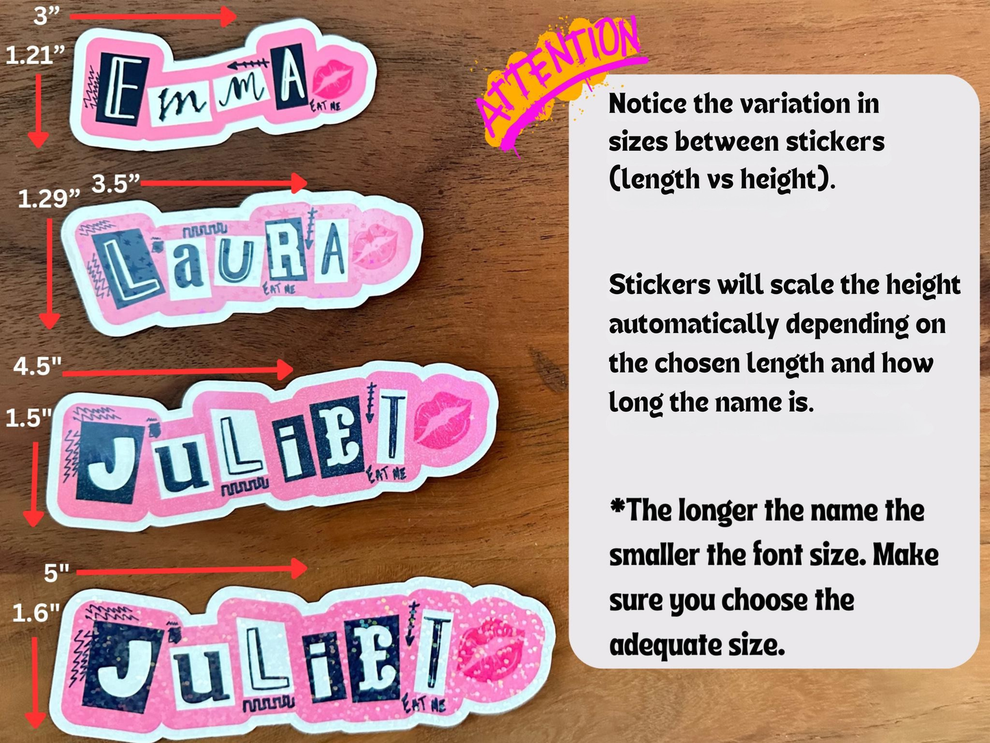 Custom Mean Girly Name Sticker | Personalized Font Vinyl Decal for Laptop & Water Bottle