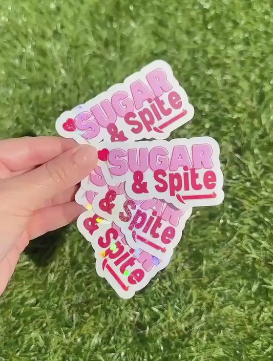 Sugar and Spite Humor Sticker| Funny Sarcastic Girly Vinyl Decal for Laptop & Water Bottle